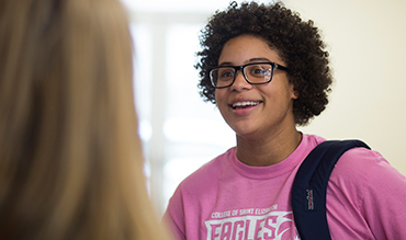 SEU student with Eagles shirt